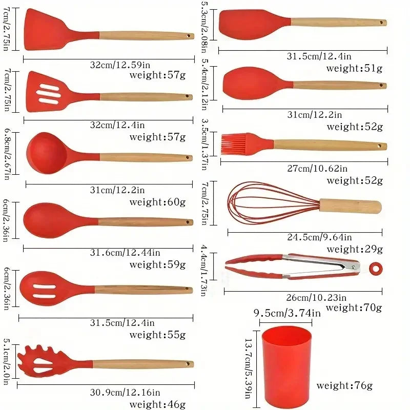 12-Piece Silicone Kitchen Utensil Set